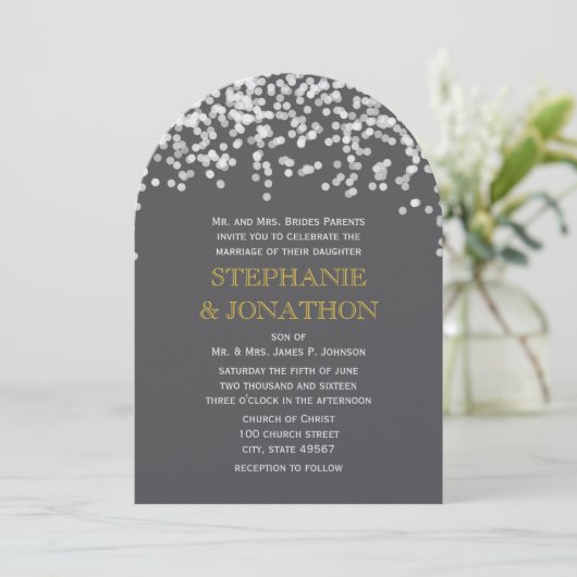 Cartes d'invitation de mariage Gray and Yellow Sho (Debout devant)