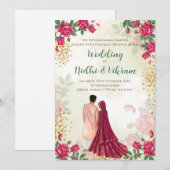 Cartes d'invitation de mariage hindou & invitation (Devant / Derrière)