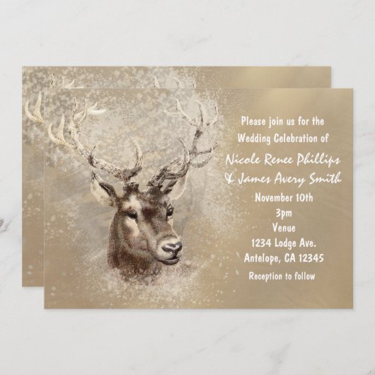 Cartes d'invitation de mariage hivernal rustique a (Devant / Derrière)