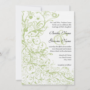 Cartes d'invitation de mariage Hortensia vert oise