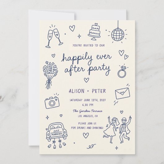 Cartes d'invitation de mariage illustrées à la mai (Devant)
