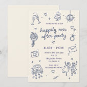 Cartes d'invitation de mariage illustrées à la mai (Devant / Derrière)