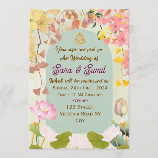 Cartes d'invitation de mariage indien (Devant)