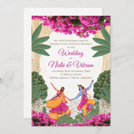 Cartes d'invitation de mariage indien & cartes de (Devant / Derrière)
