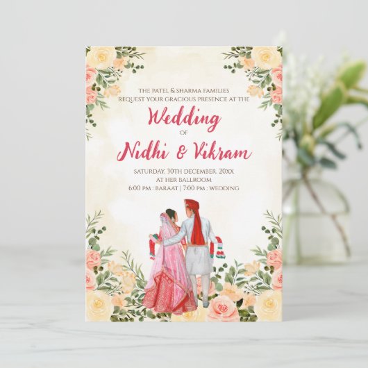 Cartes d'invitation de mariage indien & invitation (Debout devant)