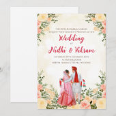 Cartes d'invitation de mariage indien & invitation (Devant / Derrière)