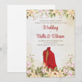 Cartes d'invitation de mariage indien numérique &  (Devant / Derrière)