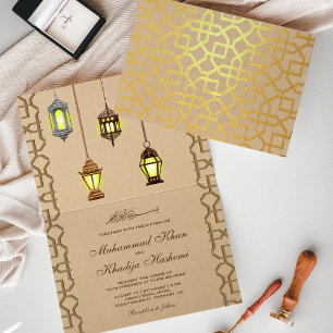 Cartes d'invitation de mariage islamiques aux lant