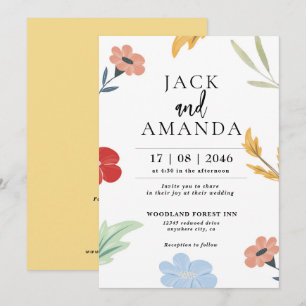 Cartes d'invitation de mariage joyeuses et colorée