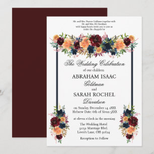 Cartes d'invitation de mariage juif traditionnelle