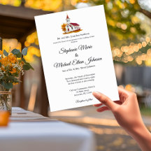 Cartes d'invitation de mariage minimalistes d'égli