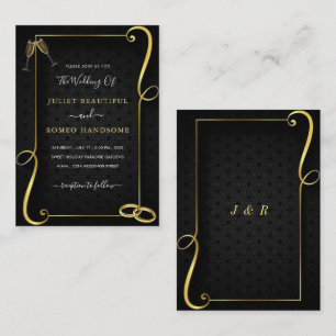 Cartes d'invitation de mariage modèle à encadré or