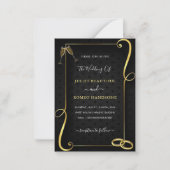 Cartes d'invitation de mariage modèle cadre or noi (Devant)
