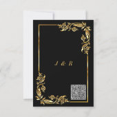 Cartes d'invitation de mariage modèle Code QR Or N (Dos)