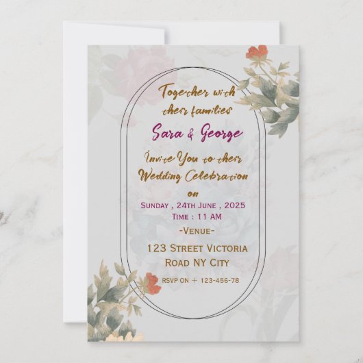 Cartes d'invitation de mariage modernes  (Devant)