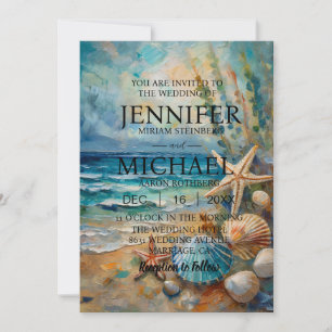 Cartes d'invitation de mariage nautiques Ocean Bea