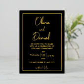 Cartes d'invitation de mariage noir et or (Debout devant)