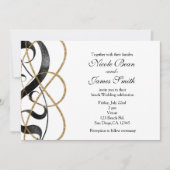 Cartes d'invitation de mariage noir et or Élégant  (Devant)