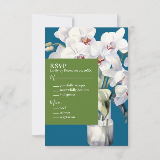Cartes d'invitation de mariage Océan Bleu Orchidée (Devant)