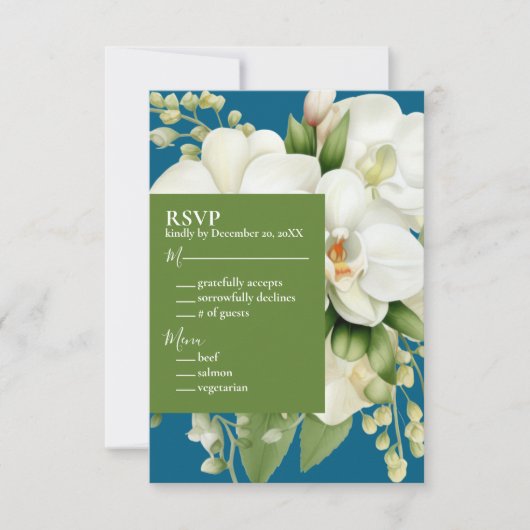 Cartes d'invitation de mariage Océan Bleu Orchidée (Devant)