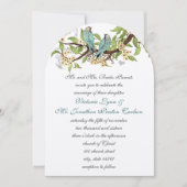 Cartes d'invitation de mariage oiseau bleu sarcell (Devant)