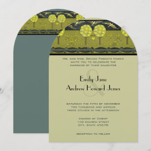 Cartes d'invitation de mariage oiseau vintage forê
