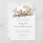 Cartes d'invitation de mariage oiseaux de l'amour (Devant)