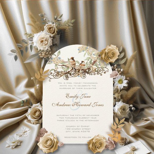 Cartes d'invitation de mariage oiseaux de l'amour