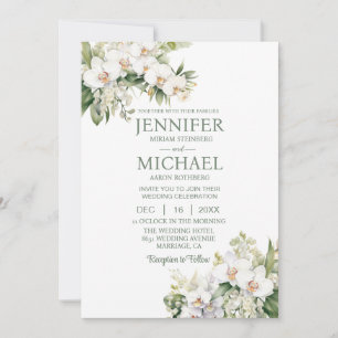 Cartes d'invitation de mariage Orchidées blanches