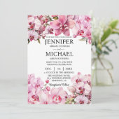 Cartes d'invitation de mariage Orchidées roses Tou (Debout devant)