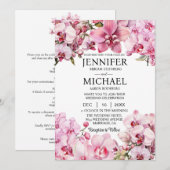 Cartes d'invitation de mariage Orchidées roses Tou (Devant / Derrière)
