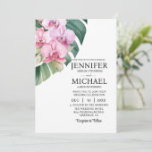 Cartes d'invitation de mariage Orchidées roses Tou (Debout devant)