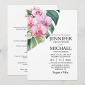 Cartes d'invitation de mariage Orchidées roses Tou (Devant / Derrière)