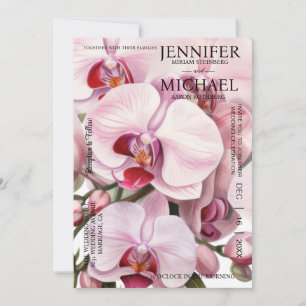 Cartes d'invitation de mariage Orchidées roses tou