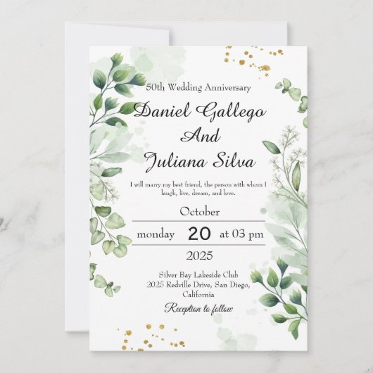 Cartes d'invitation de mariage ou d'anniversaire d (Devant)