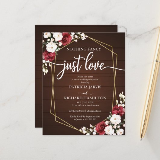 Cartes d'invitation de mariage pas chères géométri (Devant/Arrière en situation)