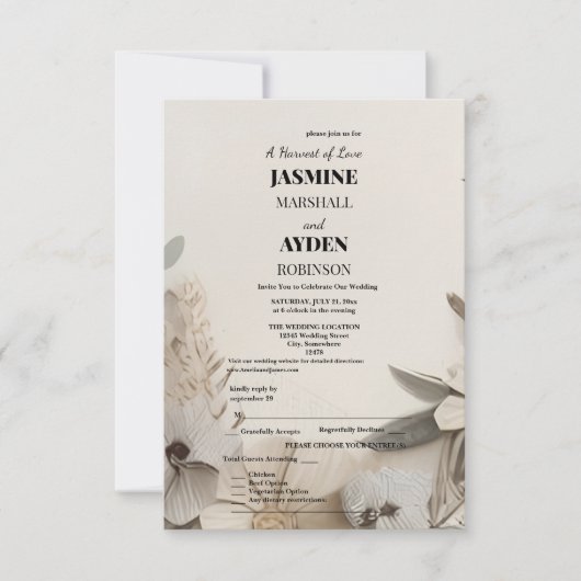Cartes d'invitation de mariage personnalisées | Bo (Devant)
