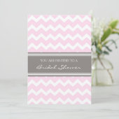 Cartes d'invitation de mariage Pink Gray Chevron (Debout devant)
