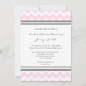 Cartes d'invitation de mariage Pink Gray Chevron (Dos)