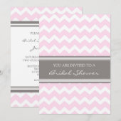 Cartes d'invitation de mariage Pink Gray Chevron (Devant / Derrière)