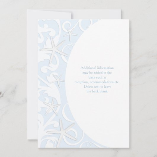 Cartes d'invitation de mariage plage étoile de mer (Dos)