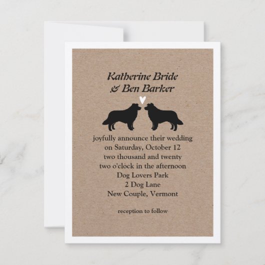 Cartes d'invitation de mariage pour Border Collies (Devant)