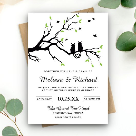 Cartes d'invitation de mariage pour chats romantiq