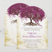 Cartes d'invitation de mariage pour l'arbre à feui (Devant / Derrière)