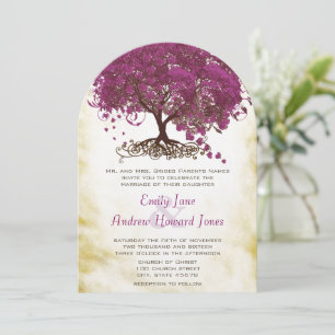 Cartes d'invitation de mariage pour l'arbre à feui