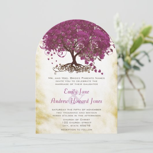 Cartes d'invitation de mariage pour l'arbre à feui (Debout devant)