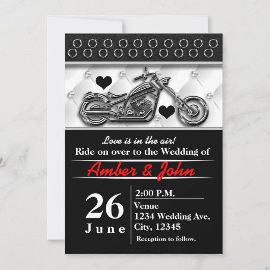 Cartes d'invitation de mariage pour motards (Devant)