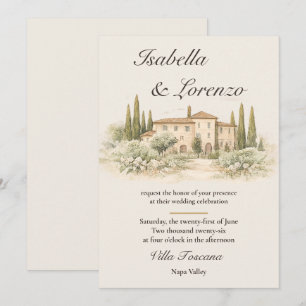Cartes d'invitation de mariage pour une villa tosc