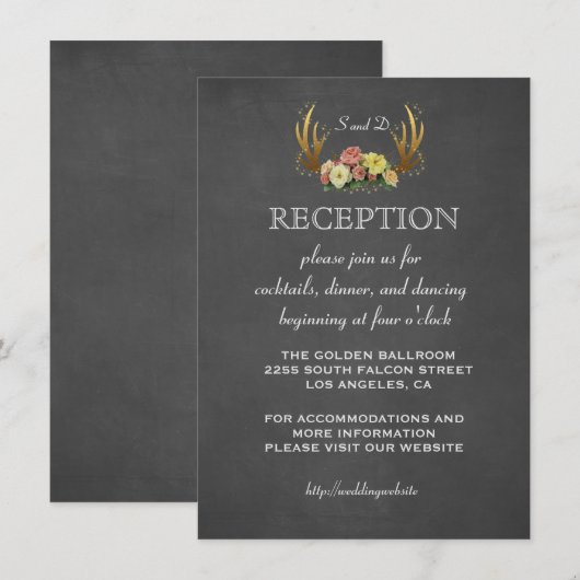 Cartes d'invitation de mariage | RECEPTION à la cr (Devant / Derrière)