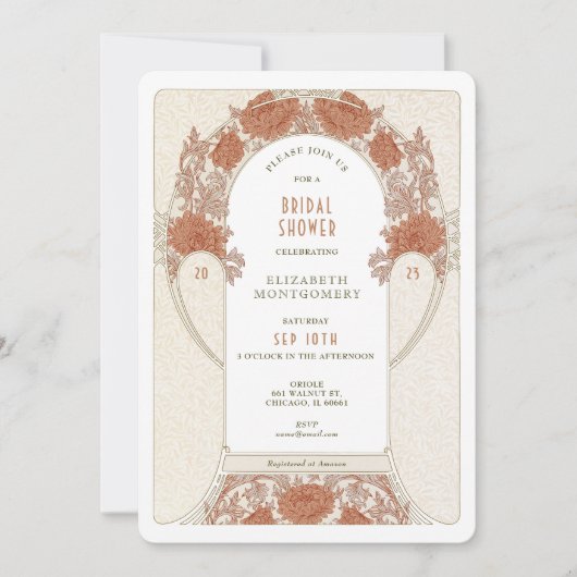 Cartes d'invitation de mariage rétro Art nouveau M (Devant)